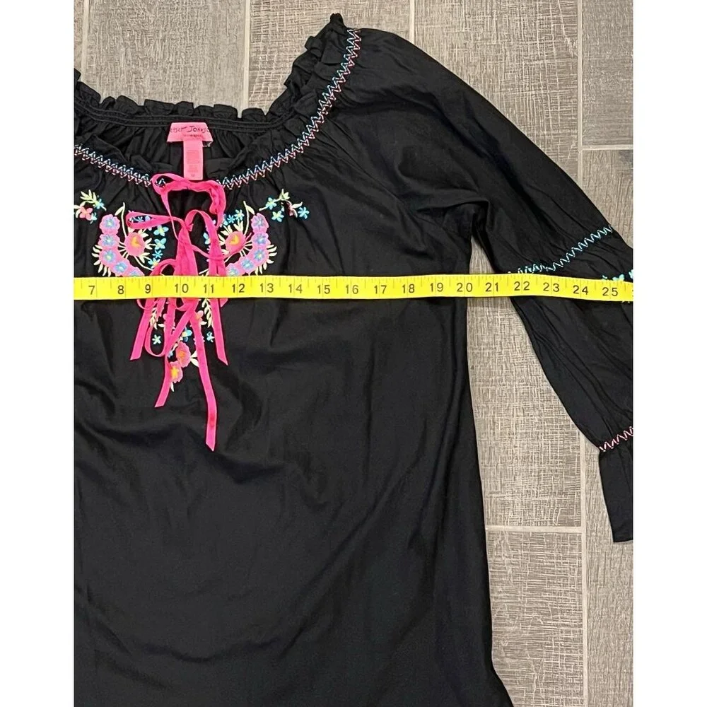 Betsey Johnson Intimates Tunic Dress Lounge Medium Size Cover Up Embroidered - Picture 4 of 9